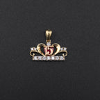 Real 10K Gold Quinceañera Charm Red Stone on cream – solid gold no bañado