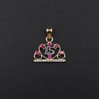 Real 10K Quinceañera Pendant Pink Stones on cream – sweet 15 charm solid gold