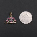 Real 10K Gold Quinceañera Charm Pink Stones alternate – solid gold not plated