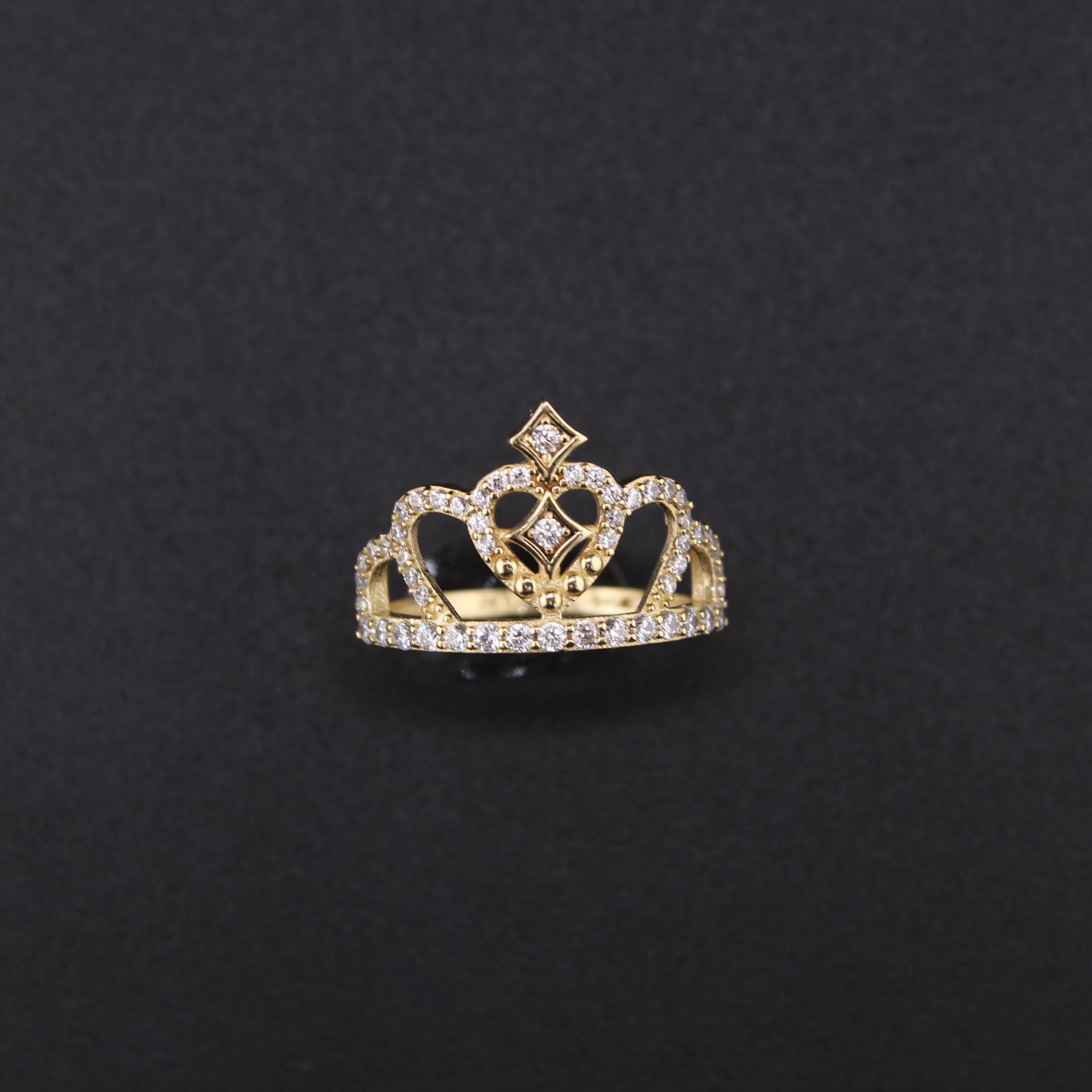 14K Quinceañera Crown Ring with stones – anillo de tiara en oro sólido 14K no bañado