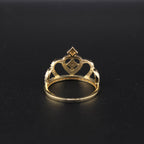 Real 14K Gold Crown Ring on cream background – solid gold sweet 15 tiara ring