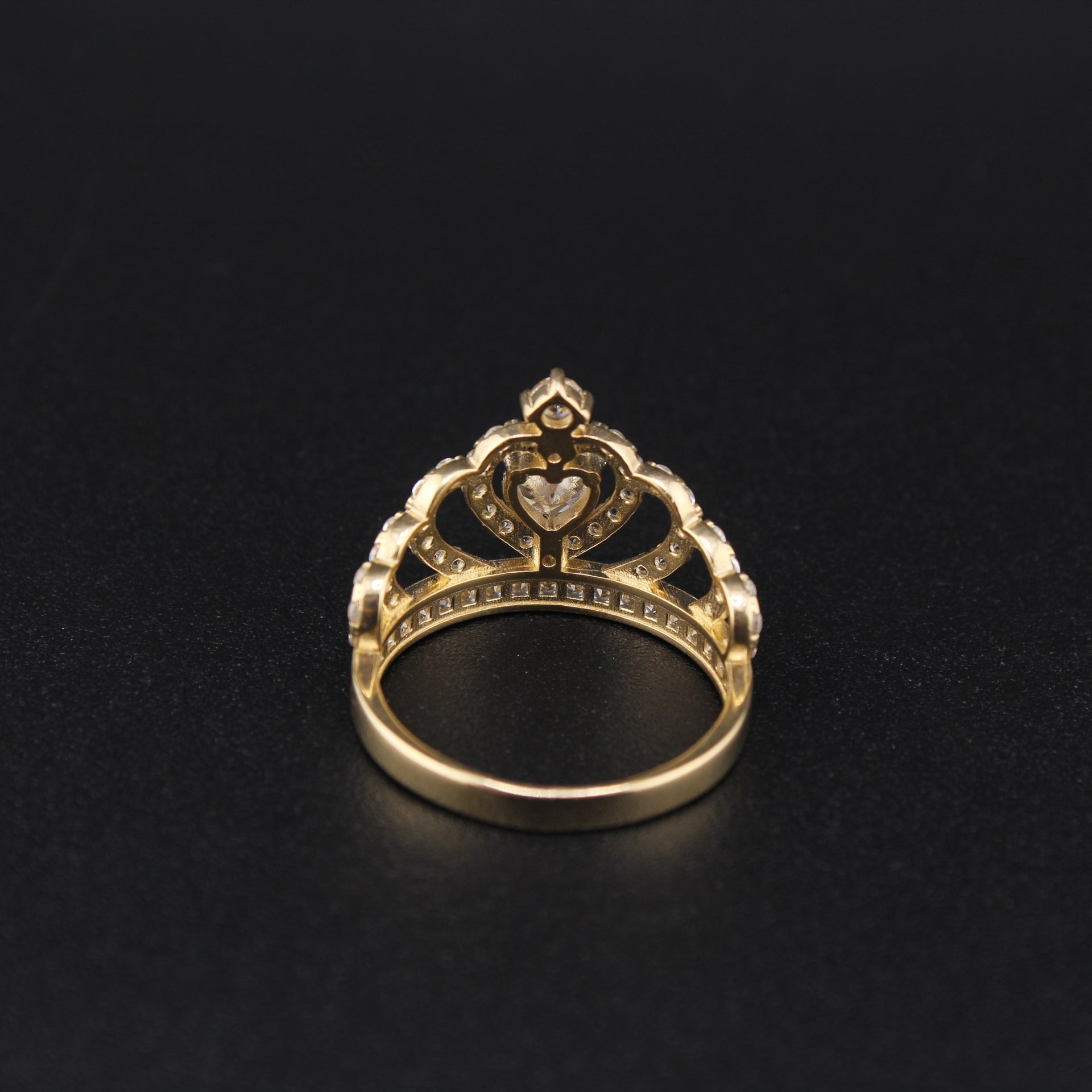 14K Gold Quinceañera Crown Ring alternate view – anillo de corona 15 años oro Oro Quince