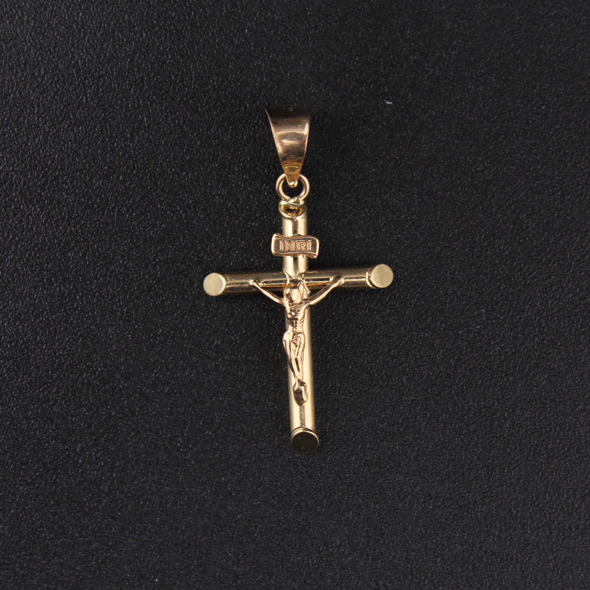 Real 14K Gold Cross Pendant alternate view – quinceañera crucifix solid gold Oro Quince