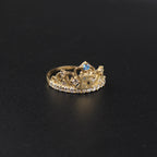 10K Quinceanera Crown Ring with Aquamarine Stone