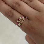 10K quinceañera ring pink CZ detail – anillo de 15 años piedras rosas oro real