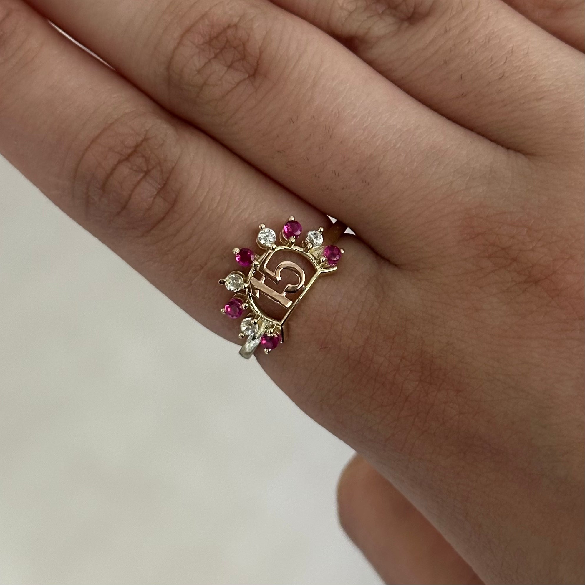10K Quinceanera Ring Pink Stones