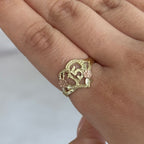 10K Quince Flower Ring alternate view – anillo flores oro rosa 15 años Oro Quince
