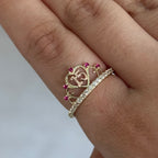 10K Quinceanera Ring with Pink Stones