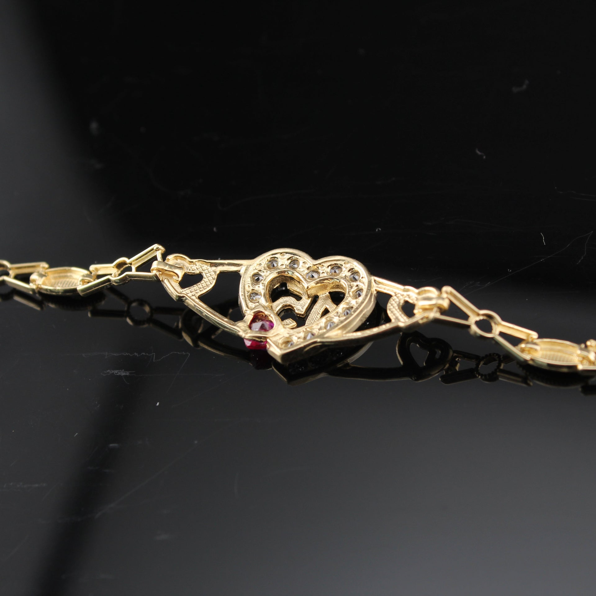 14K Quinceañera Heart Bracelet - alternate view - ICEbyAK