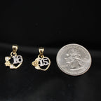 10K gold quinceañera 15 pendant detail view – dije de 15 años oro real no bañado