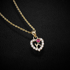 10K Real Gold Heart Rose Pendant