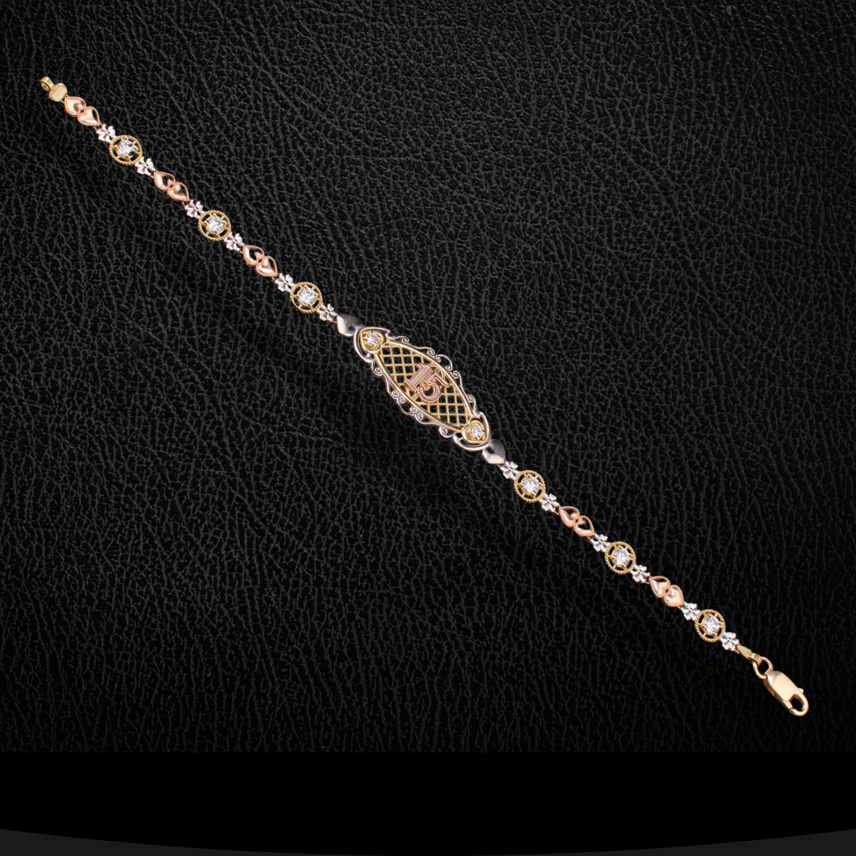 14K Gold Quinceanera Bracelet 7 in.