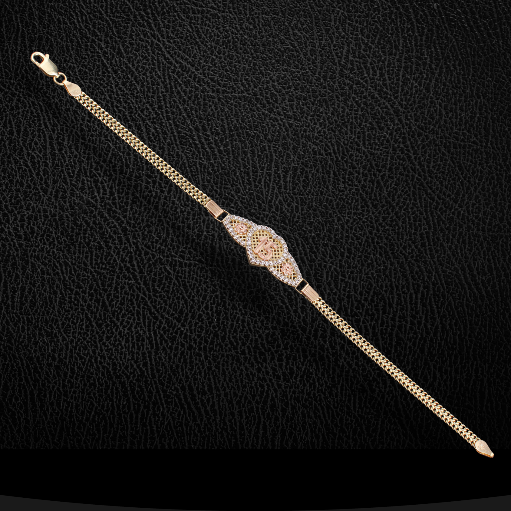 14K Gold Quinceanera Bracelet 6.5 in.