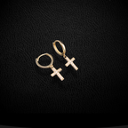 Real 14K Gold Cross Hoop Earrings – aretes de cruz oro 14K para quinceañera – Oro Quince