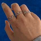 Real 10K Diamond Cursive Love Ring alternate view – solid gold sweet 15 ring