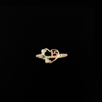 Real 10K Gold Green Stone Quinceañera Ring on cream – sweet 15 emerald ring