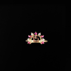Real 10K Gold Pink CZ Quinceañera Ring on cream – sweet 15 ring solid gold