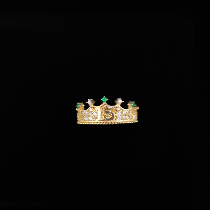 10K Gold Green Crown Ring