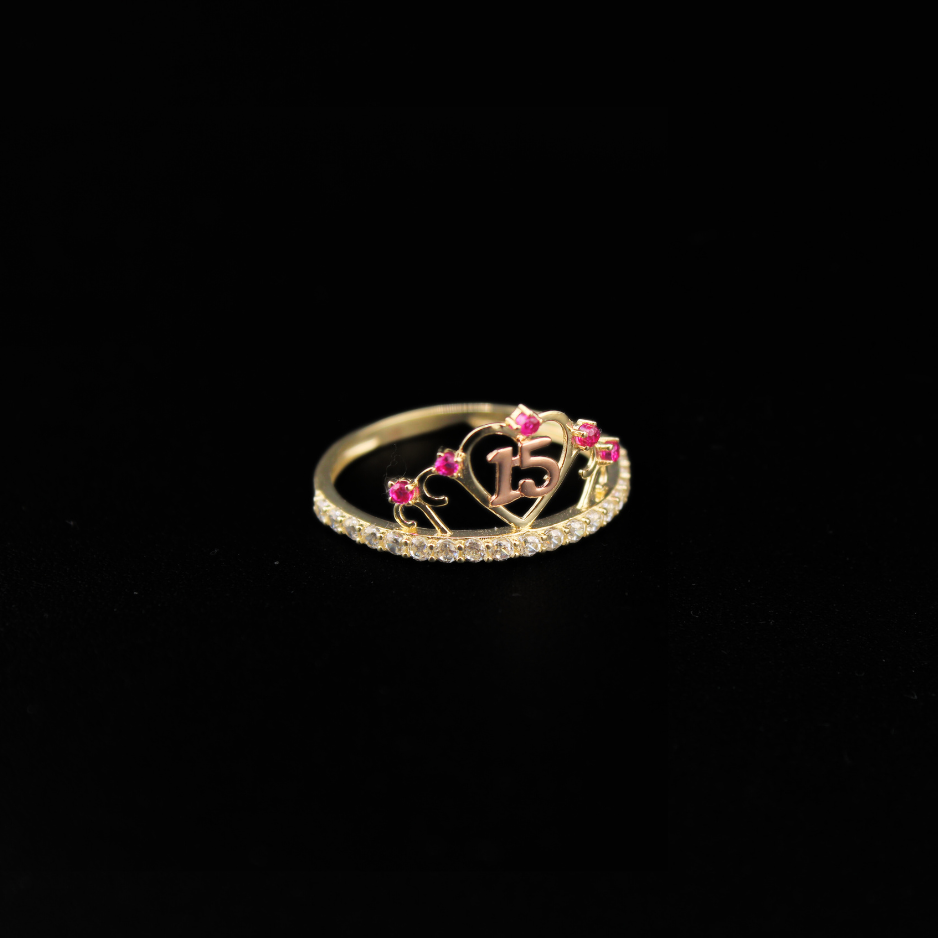10K Quinceanera Ring with Pink Stones