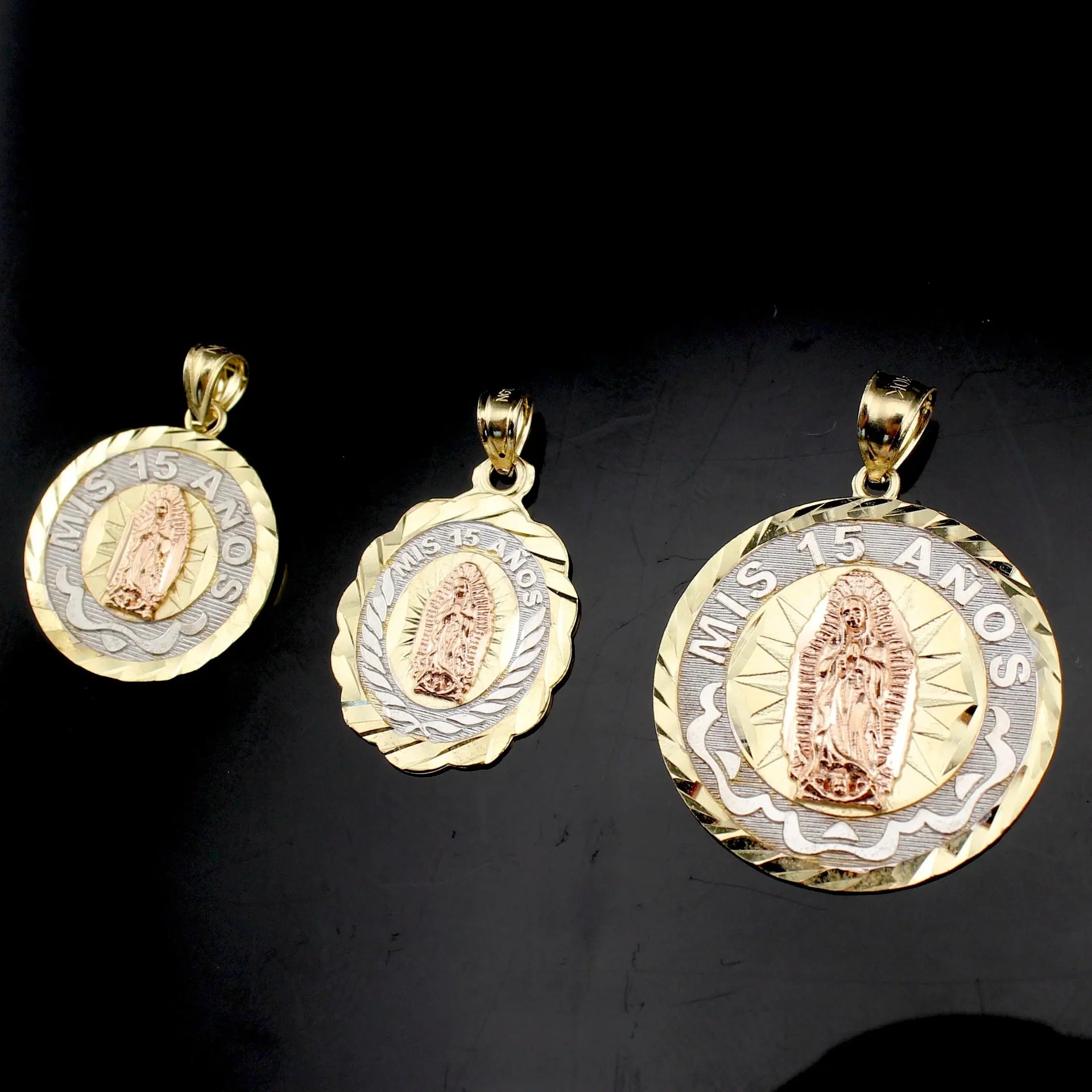 Real 10K Gold Sweet 15 Pendants collection – dijes de 15 años oro sólido Oro Quince