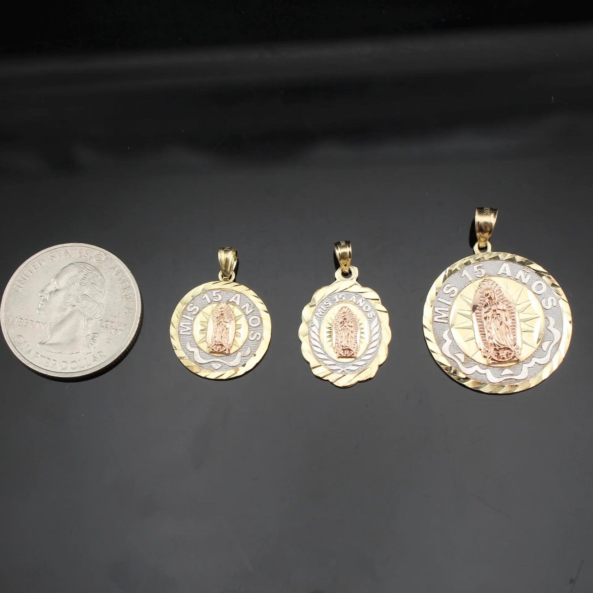 Real 10K Gold Quinceañera Charms alternate view – collares de quinceañera oro real